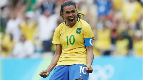 Foto:Buda Mendes/Getty Images – Marta comemorando gol
