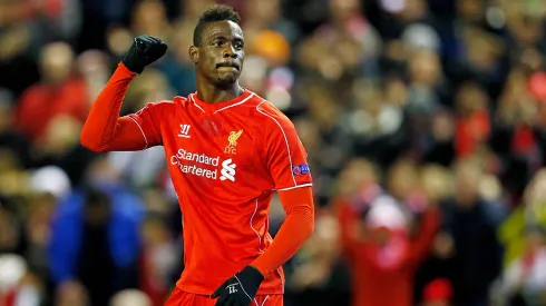 LIVERPOOL, ENGLAND – FEBRUARY 19:  Mario Balotelli of Liverpool celebrates after scoring the opening goal from the penalty spot during the UEFA Europa League Round of 32 match between Liverpool FC and Besiktas JK at Anfield on February 19, 2015 in Liverpool, United Kingdom.  (Photo by Julian Finney/Getty Images)
