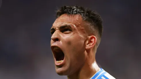ATLANTA, GEORGIA – JUNE 20: Lautaro Martinez of Argentina celebrates after scoring the team's second goal during the CONMEBOL Copa America group A match between Argentina and Canada at Mercedes-Benz Stadium on June 20, 2024 in Atlanta, Georgia. (Photo by Hector Vivas/Getty Images)
