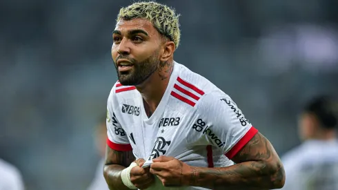 Gabigol jogador do Flamengo comemora seu gol. Foto: Thiago Ribeiro/AGIF