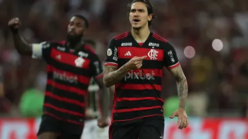 Pedro Guilherme do Flamengo comemorando depois de fazer um gol durante partida entre o Fluminense no Maracana Stadium – Campeonato Brasileiro   2024
