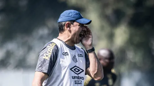 Carille em ação durante treino do Peixe. Foto: Raul Baretta/ Santos FC.
