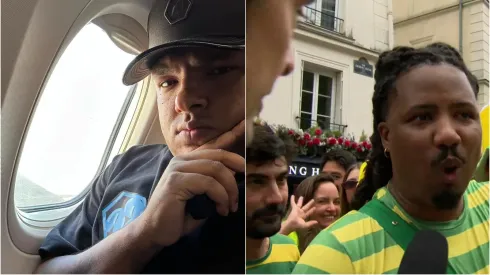 MC Darlan e torcedores em Paris sendo entrevistados pela TV Globo – Fotos: Instagram/Darlan e Reprodução/TV Globo 
