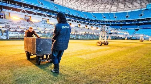 Foto do gramado da Arena do Grêmio 
Foto: Arena do Grêmio
