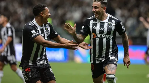 Saravia jogador do Atletico-MG comemora seu gol durante partida contra o CRB na Arena MRV pelo campeonato Copa Do Brasil.  07/08/2024
