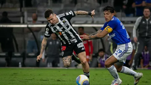 Bernard jogador do Atletico-MG durante partida contra o Cruzeiro. Foto: Fernando Moreno/AGIF
