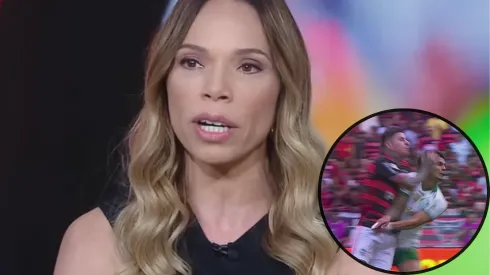 Para Renata Ruel, Pulgar deveria ter sido expulsado por agressão em Richard Ríos – Foto: Reprodução/ESPN e Premiere
