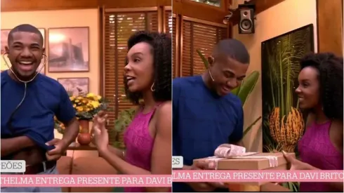 Fotos: Davi e Thelma viram meme na web – Reprodução/ Rede Globo
