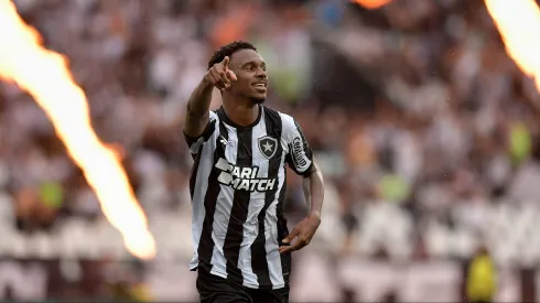 Jeffinho, jogador do Botafogo comemora seu gol durante partida contra o Sampaio Correa no estadio Engenhao pelo campeonato Carioca 2024
