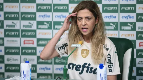 Presidente do Palmeira, Leila Pereira durante coletiva de imprensa realizada no CT Barra Funda