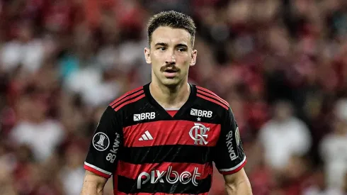 Léo Ortiz jogador do Flamengo durante partida contra o Palestino no estadio Maracana pelo campeonato Copa Libertadores 2024. 
