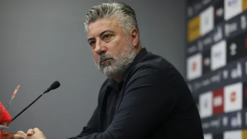 Gallo em entrevista coletiva pelo Peixe