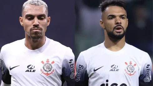 Matheuzinho e Raniele, jogadores do Corinthians durante partida contra o Botafogo no estádio Arena Corinthians pelo campeonato Brasileiro A 2024
