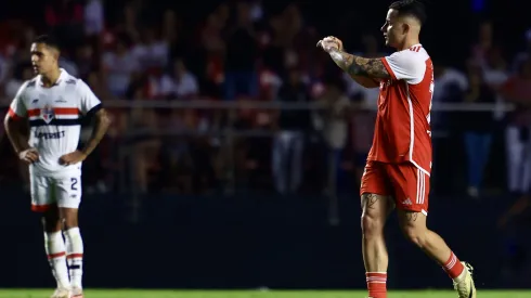 SP – SAO PAULO – 22/09/2024 – BRASILEIRO A 2024, SAO PAULO X INTERNACIONAL – Bruno Gomes jogador do Internacional comemora seu gol durante partida contra o Sao Paulo no estadio Morumbi pelo campeonato Brasileiro A 2024. Foto: Marcello Zambrana/AGIF
