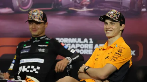 Oscar Piastri e Lando Norris em coletiva no Marina Bay
