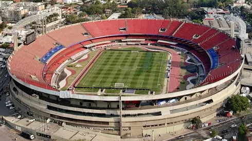 Vista aérea do estadio Morumbi para partida entre Sao Paulo e Botafogo pelo campeonato Copa Libertadores 2024. 
