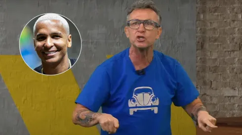 Deyverson ganha elogios de Neto – Fernando Moreno/AGIF (foto pequena) – Reprodução/TV Bandeirantes (foto grande).