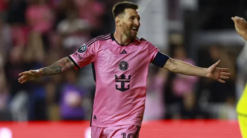 Lionel Messi comemorando gol pela Inter Miami na CONCACAF Champions Cup 2024. Foto: Ulises Naranjo
