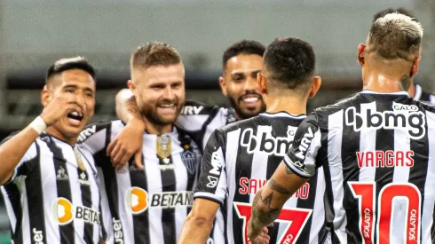 MG - Belo Horizonte - 20/04/2022 - COPA DO BRASIL 2022 ATLETICO-MG X BRASILIENSE - Sasha jogador do Atletico-MG comemora seu gol durante partida contra o Brasiliense no estadio Mineirao pelo campeonato Copa do Brasil 2022.