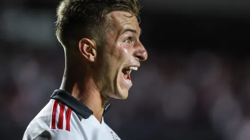  Galoppo jogador do Sao Paulo comemora seu gol durante partida contra o Portuguesa no estadio Morumbi pelo campeonato Paulista 2023. Foto: Marcello Zambrana/AGIF
