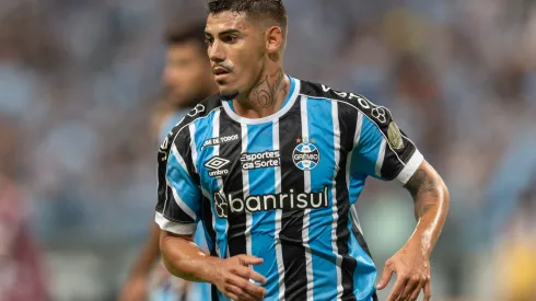 Mayk jogador do Gremio durante partida contra o Caxias na Arena do Grêmio pelo Campeonato Gaúcho 2024.
