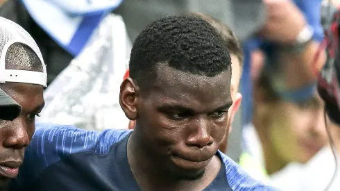 Pogba comemorando título da Copa do Mundo pela França.
