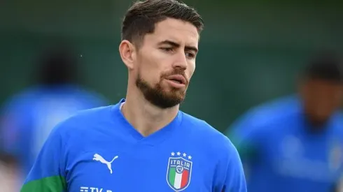 Jorginho durante treinamento pela Seleção Italiana, em 2022. Foto: Claudio Villa
