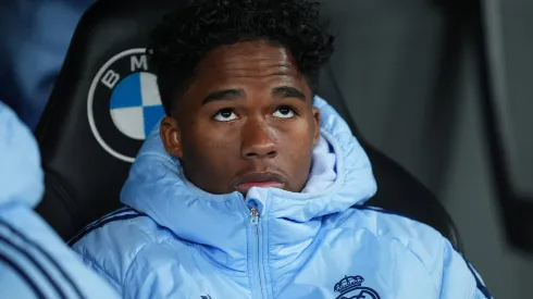 MADRID, SPAIN – JANUARY 16: Endrick of Real Madrid looks on prior to  the Copa Del Rey match between Real Madrid and Celta de Vigo at Estadio Santiago Bernabeu on January 16, 2025 in Madrid, Spain.  (Photo by Angel Martinez/Getty Images)
