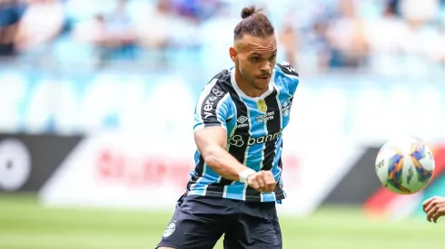 Braithwaite marcou um dos gols do Grêmio na partida. Foto: Lucas Uebel/Grêmio FBPA