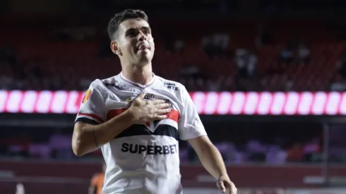 Oscar jogador do Sao Paulo comemora seu gol durante partida contra o Mirassol no estadio Morumbi pelo campeonato Paulista 2025. Foto: Marcello Zambrana/AGIF