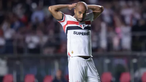 Lucas Moura jogador do São Paulo durante partida contra o Mirassol no estádio Morumbi pelo campeonato Paulista 2025. Foto: Marcello Zambrana/AGIF