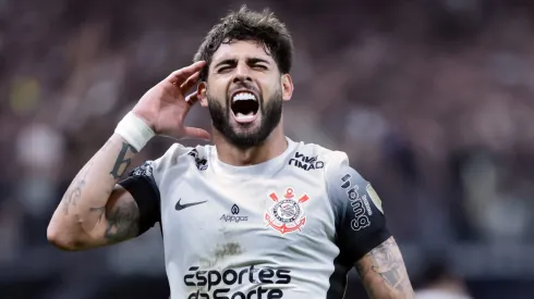 SP – SAO PAULO – 26/02/2025 – COPA LIBERTADORES 2025, CORINTHIANS X UNIVERSIDAD CENTRAL – Yuri Alberto jogador do Corinthians comemora seu gol durante partida contra o Universidad Central no estadio Arena Corinthians pelo campeonato Copa Libertadores 2025. Foto: Marcello Zambrana/AGIF