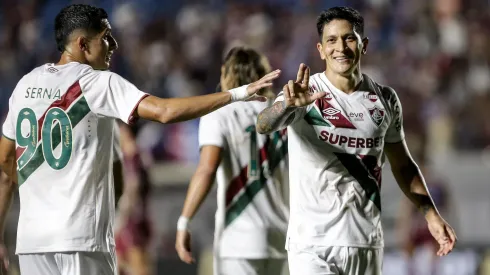 Jogadores do Fluminense comemoram gol marcado contra o Caxias, pela Copa do Brasil. Foto: Lucas Merçon/Fluminense.