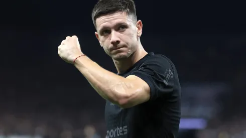 SP – SAO PAULO – 09/03/2025 – PAULISTA 2025, CORINTHIANS X SANTOS – Garro jogador do Corinthians comemora seu gol durante partida contra o Santos no estadio Arena Corinthians pelo campeonato Paulista 2025. Foto: Marcello Zambrana/AGIF