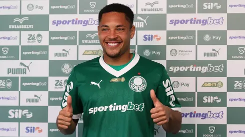 Vitor Roque durante sua apresentação no Palmeiras. Foto: Cesar Greco/Palmeiras