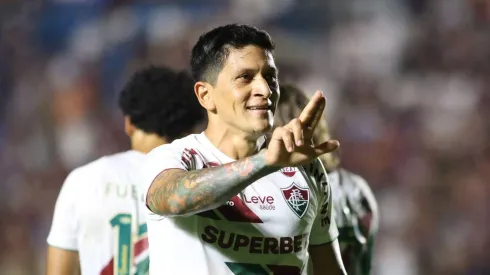 Germán Cano comemora gol pelo Fluminense em partida da Copa do Brasil diante do Caxias. Foto: Luis Felipe Amorin/AGIF/Sipa USA/Alamy Live News