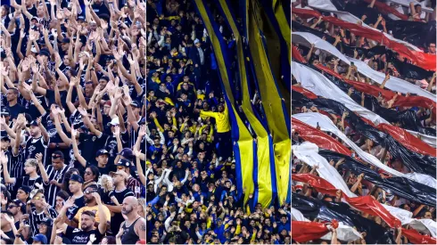 Torcidas da América Latina. Foto: Marcello Zambrana/AGIF; Marcelo Endelli/Getty Images