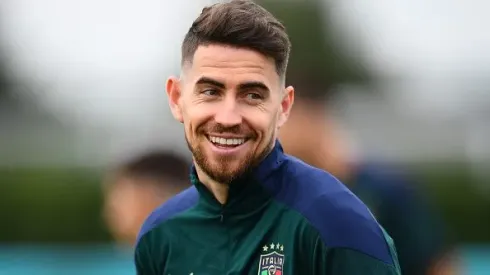 Jorginho durante treino antes da final da Euro de 2020, entre Itália e Inglaterra. Foto: Claudio Villa