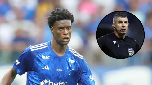 Jonathan Jesus, zagueiro do Cruzeiro e árbitro Marcelo de Lima Henrique