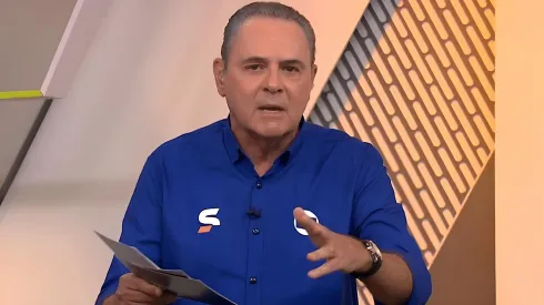 Luis Roberto reprovou a atuação da arbitragem de Flamengo x Central Córdoba – Foto: Reprodução/Globo.