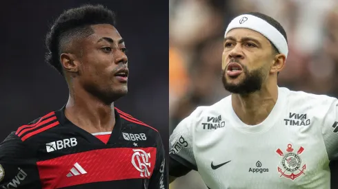 Bruno Henrique e Memphis Depay se enfrentarão em Flamengo x Corinthians. Foto: AGIF
