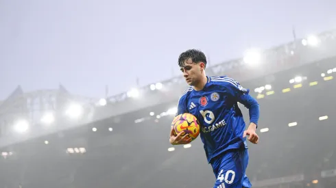 MANCHESTER, ENGLAND – NOVEMBER 10: Facundo Buonanotte of Leicester during the Premier League match between Manchester United FC and Leicester City FC at Old Trafford on November 10, 2024 in Manchester, England. (Photo by Michael Regan/Getty Images)