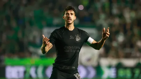 Gustavo Henrique jogador do Corinthians comemora seu gol durante partida contra o Juventude no estádio Alfredo Jaconi pelo campeonato Copa Do Brasil 2024. Foto: Luiz Erbes/AGIF