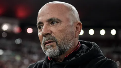Sampaoli durante partida entre Flamengo e Grêmio, pela Copa do Brasil 2023, no Maracanã.