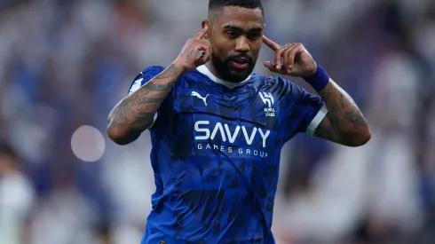 JEDDAH, SAUDI ARABIA – APRIL 25: Malcom of Al Hilal celebrates after scoring the 5th goal during the AFC Champions League Elite match between Al Hilal and Gwangju at King Abdullah Sports City Hall Stadium on April 25, 2025 in Jeddah, Saudi Arabia. (Photo by Yasser Bakhsh/Getty Images)