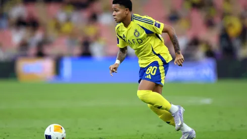 JEDDAH, SAUDI ARABIA – APRIL 30: Wesley Teixeira of Al Nassr runs with the ball during the AFC Champions League Elite Semi Final between Al Nassr and Kawasaki Frontale at King Abdullah Sports City Hall Stadium on April 30, 2025 in Jeddah, Saudi Arabia. (Photo by Yasser Bakhsh/Getty Images)