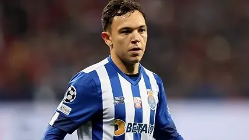 Pepê durante partida entre Bayer Leverkusen e Porto, pela Uefa Champions League, em 2022. Foto: Martin Rose