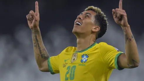 RJ – Rio de Janeiro – 23/06/2021 – COPA AMERICA 2021, BRASIL X COLOMBIA – Roberto Firmino jogador do Brasil comemora seu gol durante partida contra o Colombia no estadio Engenhao pelo campeonato Copa America 2021. Foto: Thiago Ribeiro/AGIF
