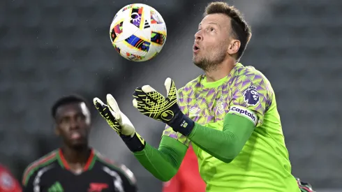 CARSON, CALIFORNIA – JULY 24: Neto #1 of AFC Bournemouth makes a save during the first half against Arsenal FC at Dignity Health Sports Park on July 24, 2024 in Carson, California. (Photo by Orlando Ramirez/Getty Images)