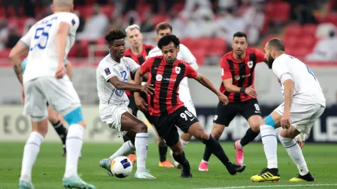 AL RAYYAN, QATAR – FEBRUARY 18: Romarinho of Al-Rayyan is challenged by Ibrahim Ndong of Esteghlal during the AFC Champions League Elite match between Al-Rayyan and Esteghlal at Ahmad bin Ali Stadium on February 18, 2025 in Al Rayyan, Qatar. (Photo by Mohamed Farag/Getty Images)
